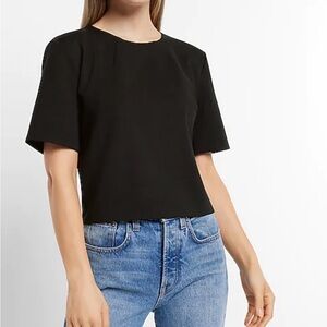 EXPRESS Skimming Ponte Boxy Tee, black, size XS, worn once